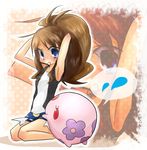  1girl blue_eyes brown_hair highres munna pokemon pokemon_(game) pokemon_bw ponytail shorts touko_(pokemon) 