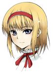  alice_margatroid blonde_hair blue_eyes hairband head_only kamata_yuuya light_particles light_smile looking_at_viewer short_hair simple_background sketch solo touhou upper_body white_background 