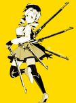  asarake beret blonde_hair character_name corset drill_hair gun hat magical_girl magical_musket mahou_shoujo_madoka_magica rifle solo striped striped_legwear thighhighs tomoe_mami twin_drills twintails vertical-striped_legwear vertical_stripes weapon yellow yellow_background yellow_eyes zettai_ryouiki 