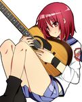  acoustic_guitar angel_beats! bad_id bad_pixiv_id guitar instrument iwasawa red_eyes red_hair school_uniform serafuku shacttainw short_hair sleeves_rolled_up solo wristband 