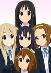  akiyama_mio amano_kouki black_eyes black_hair blonde_hair blue_eyes brown_eyes brown_hair hairband hirasawa_yui k-on! kotobuki_tsumugi long_hair multiple_girls nakano_azusa official_style school_uniform short_hair smile tainaka_ritsu twintails 