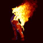  daime_fusonzai dark fire fujiwara_no_mokou lowres pixel_art profile solo standing touhou 