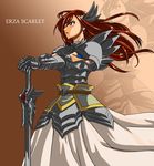  armor armored_dress belt erza_scarlet fairy_tail gauntlets hair_over_one_eye highres long_hair md5_mismatch red_hair solo sonic12399 sword weapon zoom_layer 