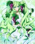  bad_id bad_pixiv_id cougar dress food fruit grapes green_eyes green_hair highres ivy long_hair original solo twintails very_long_hair 