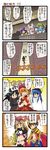  6+girls aki_minoriko animal_ears animal_print aqua_hair black_hair blue_hair bow cape check_translation cirno cloak comic crowd dei_shirou emphasis_lines flower food fruit gradient_hair green_eyes green_hair grey_eyes hair_bow hair_flower hair_ornament hat hieda_no_akyuu highres hijiri_byakuren hinanawi_tenshi japanese_clothes kazami_yuuka kimono komeiji_koishi komeiji_satori lowleg midriff multicolored_hair multiple_girls navel orange_hair pantyhose peach pink_hair plaid plaid_vest portable_barricade purple_eyes purple_hair red_eyes reiuji_utsuho sitting sitting_on_lap sitting_on_person stadium tail thighhighs third_eye tiger_print tokin_hat toramaru_shou touhou translated translation_request vest white_hair wolf_ears wolf_tail wrestling_outfit yellow_eyes |_| 