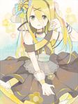  artist_request blonde_hair bow dress lily_(vocaloid) long_hair oekaki solo tegaki vocaloid yellow younger 