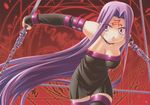  dress fate/stay_night long_hair magic pink_eyes purple_hair rider tattoo thigh-highs weapon 