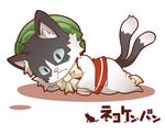  :&lt; animal_ears blue_eyes bow cat cat_ears cat_tail chen chen_(cat) gurageida hat multiple_tails solo tail touhou translation_request 