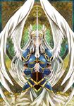  angel_wings armor armored_dress bad_id bad_pixiv_id blue_armor closed_eyes helmet lenneth_valkyrie pochiharu silver_hair solo sword valkyrie_profile weapon wings 