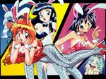  4girls 90s amelia_wil_tesla_seyruun animal_ears araizumi_rui blue_leotard bunny_ears bunnysuit fishnet_pantyhose fishnets leotard lina_inverse martina_zoana_mel_navratilova multiple_girls non-web_source pantyhose pink_leotard red_leotard slayers slayers_next sylphiel_nels_lahda v wallpaper zelgadiss_graywords 