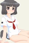  animal_ears bottomless kibina_high_school_uniform kimi_kiss kurappii school_uniform shijou_mitsuki short_hair solo tail 