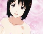  brown_eyes brown_hair cherry_blossoms nakahara_misaki nhk_ni_youkoso! non-web_source nude out-of-frame_censoring scan short_hair smile solo 