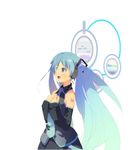  aqua_hair aqua_neckwear hatsune_miku headphones long_hair necktie shirohanamame_taichou solo twintails very_long_hair vocaloid 