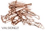  artist_request brown gun mecha_musume monochrome robot_ears sketch solo super_robot_wars super_robot_wars_original_generation super_robot_wars_the_lord_of_elemental valsione weapon 