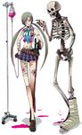  bandages belt eyepatch katana murai_shinobu necktie no_socks oneechanbara saki_(oneechanbara) skeleton skirt sword twintails weapon 