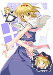  alice_margatroid bad_id bad_pixiv_id blonde_hair capelet character_name doll green_eyes hairband knife long_hair puppet_rings puppet_strings rainbow_gradient sash short_hair solo touhou uemukai_dai white_capelet x_arms |_| 