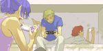  bad_id bad_pixiv_id glasses handheld_game_console luca_angeloni macross macross_frontier male_focus mhr mikhail_buran multiple_boys playing_games playstation_portable saotome_alto 