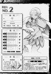  armor claymore claymore_(sword) databook greyscale highres monochrome multiple_girls priscilla_(claymore) sword translated weapon yagi_norihiro 