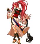  armor baiken chain from_behind full_body guilty_gear japanese_armor japanese_clothes kataginu kimono kote long_hair looking_back one-eyed pink_hair ponytail red_hair sandals scar scar_across_eye solo standing suneate transparent_background 