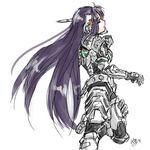  akemi_homura black-yuzunyan cosplay long_hair looking_back mahou_shoujo_madoka_magica power_armor purple_hair sam_gideon sam_gideon_(cosplay) signature solo vanquish_(game) very_long_hair 