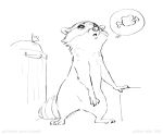  2018 adam_wan ambiguous_gender black_and_white feral food fur mammal monochrome nude procyonid raccoon sad simple_background sketch solo trash url white_background 