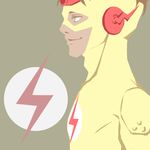  1boy bodysuit dc_comics emblem flash_(series) green_eyes kid_flash lighting lightning lightning_bolt limited_palette lowres male male_focus mask profile solo superhero wally_west young_justice young_justice:_invasion 