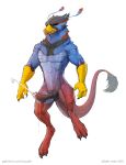  2018 adam_wan anthro avian beak black_fur blue_fur blush claws clenched_teeth cum cumshot disembodied_hand dragon ejaculation erection eyes_closed feathers fur gryphon handjob hi_res humanoid_hands hybrid knot male multicolored_fur muscular muscular_male nude orgasm penis red_fur red_skin scales scalie sex simple_background solo_focus teeth toe_claws url white_background 