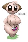  breasts clefable cleffa english_text female huge_breasts huztar inverted_nipples looking_at_viewer nintendo nipples nude plain_background pok&#233;ball pok&#233;mon pok&eacute;ball pok&eacute;mon solo text video_games 