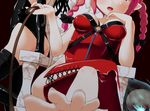  ass bad_id bad_pixiv_id barefoot braid breast_suppress breasts cat_o'_nine_tails chair corset crossed_legs fang feet femdom head_out_of_frame hujikok kaenbyou_rin leash long_hair medium_breasts multiple_girls open_mouth pointy_ears pov pov_feet red_eyes red_hair sitting skull sleeveless spread_toes standing thighhighs throne toes touhou twin_braids whip zipper 