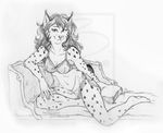  bra clothed clothing feline female lingerie looking_at_viewer lynx mammal monochrome nightgown pinup pose rebecca sketch skimpy solo thetiedtigress underwear 