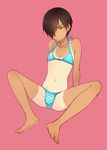  bikini ikezawa_kazuma male_focus otoko_no_ko short_hair simple_background solo spread_legs summer_wars swimsuit tan tanline tsukuru_(seki_sabato) 
