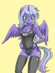  anthro anthrofied blush breasts cleavage clothed clothing comic cutie_mark english_text equine female friendship_is_magic horn horse human humanized legwear mammal my_little_pony one-piece_swimsuit plain_background pony princess_luna_(mlp) pulling shepherd0821 solo stockings swimsuit text winged_unicorn wings 