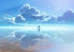  bicycle cloud ground_vehicle landscape male_focus original reflection saitama_(nrh49840) salt_flats sky solo water 