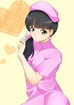  amagami ayatsuji_tsukasa bangs black_eyes black_hair hat heart kishida-shiki nurse nurse_cap simple_background solo syringe 