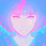  1girl commentary english_commentary eyebrows_visible_through_hair highres ilya_kuvshinov lips looking_at_viewer mole mole_under_eye multicolored_hair original parted_lips pink_eyes portrait purple_hair short_hair solo streaked_hair 