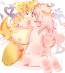  blue_eyes canine cub fox fur hair half-erect lagomorph male mammal penis pink_eyes pink_fur pink_hair rabbit tsurugi yellow_fur young 