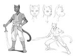  canine devil_v dynamic_pose feline hybrid invalid_tag kell_veren male mammal model_sheet sword weapon wolf 
