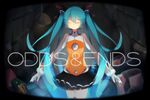  aqua_hair closed_eyes copyright_name hatsune_miku headphones highres long_hair meranoreuka_(naokentak) nail_polish odds_&amp;_ends_(vocaloid) project_diva_(series) project_diva_f skirt solo thighhighs twintails very_long_hair vocaloid 