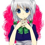  bad_id bad_pixiv_id blue_eyes braid izayoi_sakuya kanasaki maid maid_headdress puffy_sleeves short_hair short_sleeves silver_hair solo touhou twin_braids 