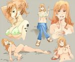  alternate_hairstyle alternative_hairstyle ass barefoot bikini breasts cleavage cum cum_in_mouth cum_on_mouth feet jewelry kenshin187 kentaro1087 legs_crossed long_hair looking_at_viewer lying nami nami_(one_piece) navel nipples nude one_piece orange_hair penis pussy sandals sitting smile swimsuit tattoo toes uncensored 