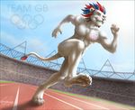  abs biceps feline fur hindpaw lion male mammal muscles nude olympics paws pecs pride pride_the_lion running white_lion zen 