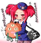  :3 :d bone duel_monster hat open_mouth pantyhose red_eyes red_hair sangan skirt skull skull_and_crossbones smile tour_guide_from_the_underworld utubo25 yuu-gi-ou 