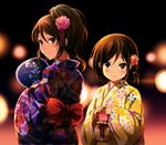  alternate_hairstyle bag brown_eyes brown_hair extra fan japanese_clothes k-on! kimono kinchaku kinoshita_shizuka long_hair md5_mismatch multiple_girls paper_fan ponytail pouch satchel shian_(my_lonly_life.) short_hair tachibana_himeko uchiwa yukata 