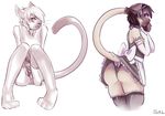  blush bow butt cat choker clothed clothing crossdressing elbow_gloves feline feminine frilly girly gloves kenji lace legwear looking_at_viewer maid maid_uniform male mammal monochrome panties penis purple_eyes ribbons salkitten siamese solo stockings uncolored underwear 