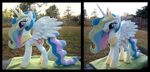  cutie_mark doll equine female fence feral fireflytwinkletoes friendship_is_magic gold hair horn horse mammal multi-colored_hair my_little_pony necklace outside plushie pony princess_celestia_(mlp) purple_eyes real tree winged_unicorn wings wood 