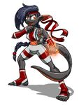  anthro bandanna breasts female fire lizard looking_at_viewer red_eyes reptile scalie smile teckworks 