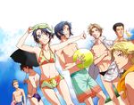  6+boys ball beachball bikini character_request chikariya dutch_angle innertube male_swimwear multiple_boys shorts swim_briefs swimsuit swimwear tennis_no_ouji-sama tsujimoto_ayaka umbrella yukimura_seiichi 