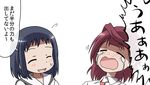  akado_harue blue blue_hair closed_eyes crying kokaji_sukoya multiple_girls necktie nobutake_(nobu0) red_hair saki saki_achiga-hen school_uniform serafuku short_hair sweatdrop 