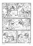  apple apple_bloom_(mlp) applejack_(mlp) black_and_white bucket comic cowboy_hat cutie_mark dialog dialogue english_text equine female fence feral freckles friendship_is_magic fruit hat horse kyokimute male mammal money monochrome my_little_pony pegasus plain_background pony rainbow_dash_(mlp) text white_background wings young 