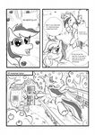  apple applejack_(mlp) black_and_white blush bucket comic cowboy_hat cutie_mark dialog dialogue english_text equine female fence feral flying freckles friendship_is_magic fruit hat horse kyokimute mammal monochrome my_little_pony pegasus plain_background pony rainbow_dash_(mlp) text tree white_background wings wood 